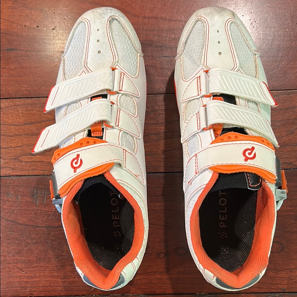 Peloton Mens White and Orange Sneakers size 10 1/2-11